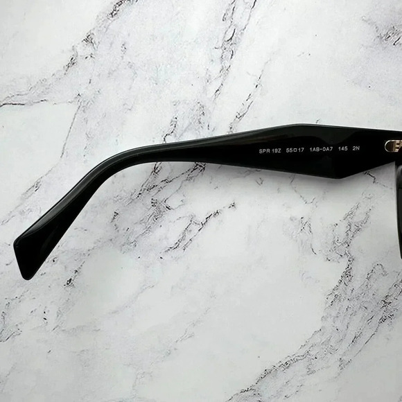 PRADA Sunglasses Symbole Gold Logo Black Authentic Square Cat Eye Oversized - Picture 7 of 16